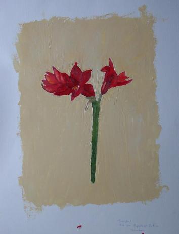 Olieverfschilderij op papier. 3-2-2001, Amarylus 1. 60x45 cm