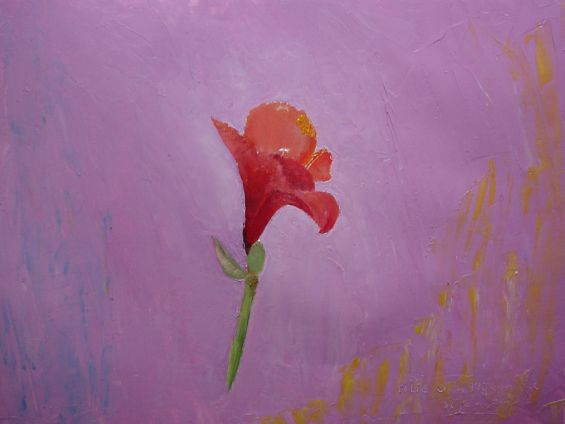 Olieverfschilderij op papier. 3-2-2001, Amarylus 1. 60x45 cm