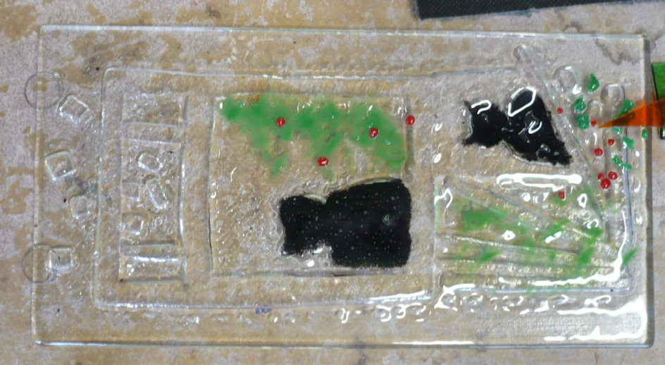 03_1153 gebakken glas kat kerst 03_1153 gebakken glas kat kerst